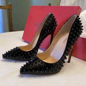 Badass Black Spiky Stud Super High Stilettos